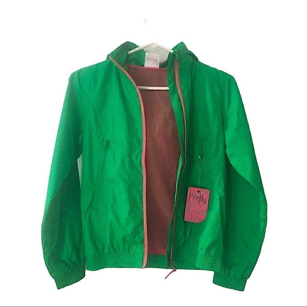 NWT Girls Firefly "Madeline" Bright Green Windbreaker Jacket